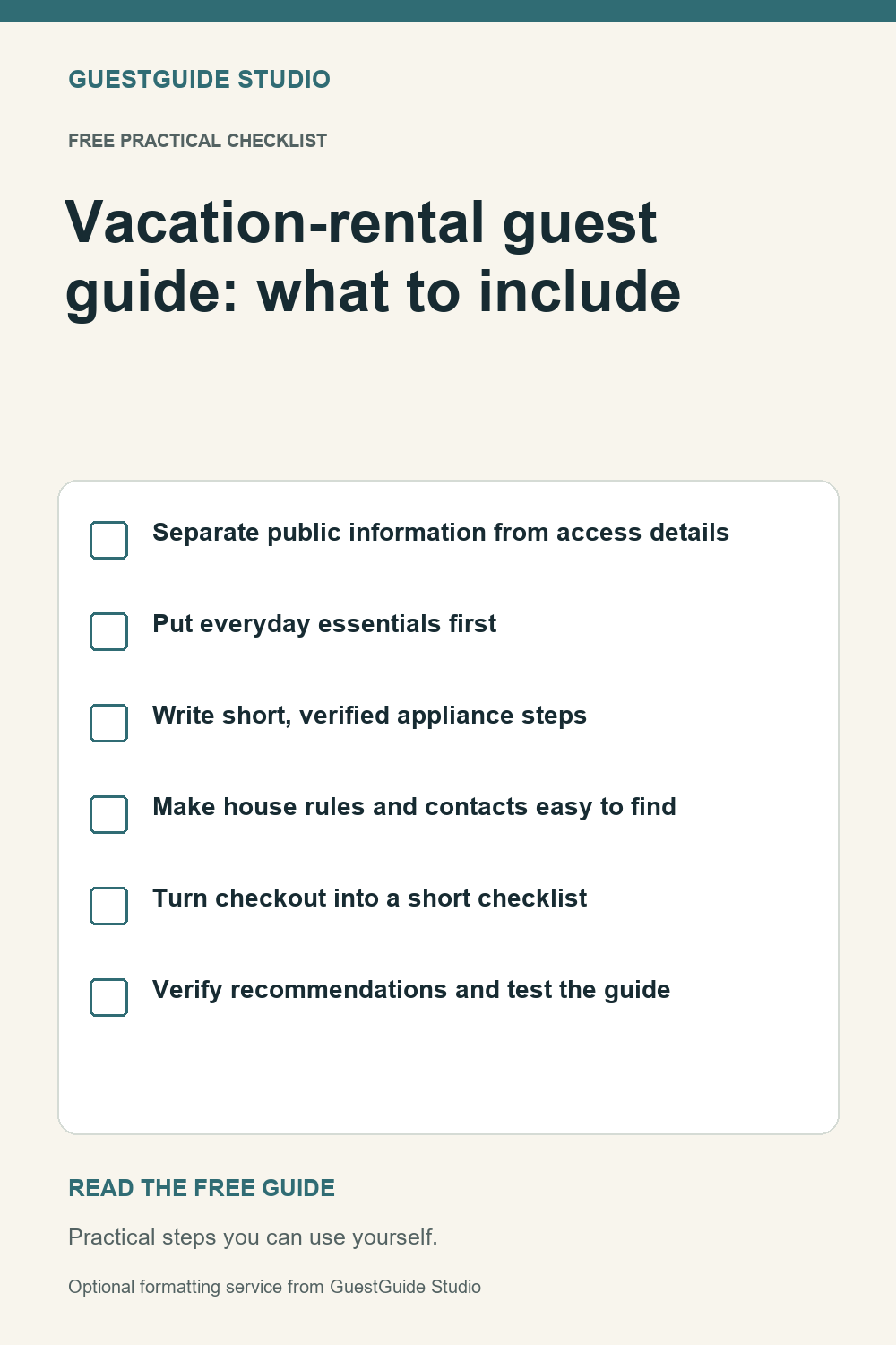 Six-step guest information checklist